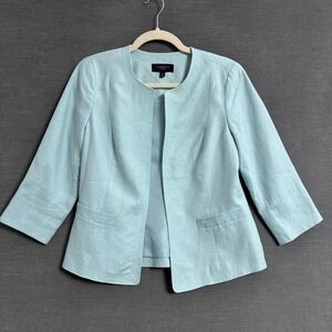 Talbots Blazer 4 Petite Pastel Green Linen Jacket Career Easter Spring Work